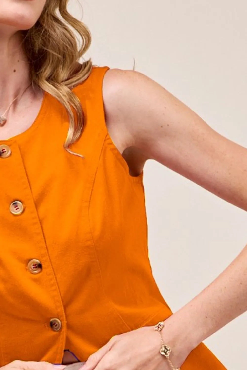 Tailored Button Front Game Day Spirit Denim Vest Top