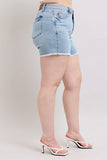 Full Size Tummy Control Raw Hem Denim Shorts Plus Size