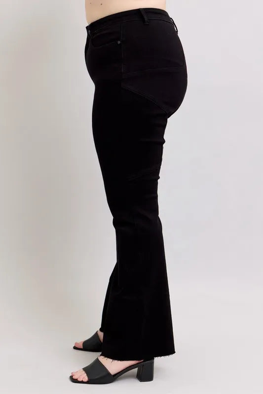 Full Size High Waist Star Seam Detail Flare Plus Size