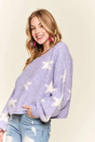 Star Contrast Round Neck Sweater