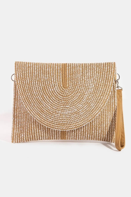 Two Tone Intricate Paper Woven Envelope Clutch Bag