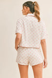 Polka Dot Collar Crop Top and Short Lounge Set