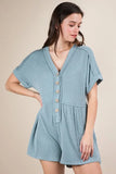 Two Tone Ribbed Knit Comfy Casual Romper