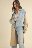 Layered Look Trench Coat With Denim Jacket