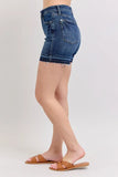 High Waist Tummy Control Destroy Release Hem Denim Shorts
