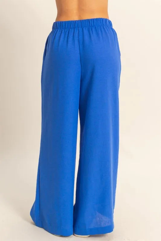 Elasticized Waist Wide Leg Pants