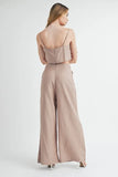 Linen Mix Crop Cami and Wide Leg Pants Set