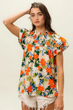 Multi Color Floral Print Woven Top