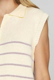 Ribbed Hem Striped Half Zip Sweater Vest