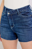 High Waist Criss-Cross Waistband Denim Shorts