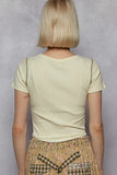 Vertical Seam Round Neck Cropped Top