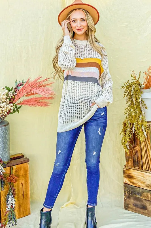 Color Stripe Summer Sweater Top