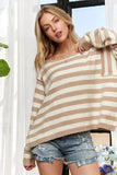 Drop Shoulder Soft Stripe Sweater Top