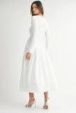 Ribbed Poplin Mix Midi Sweater Dress