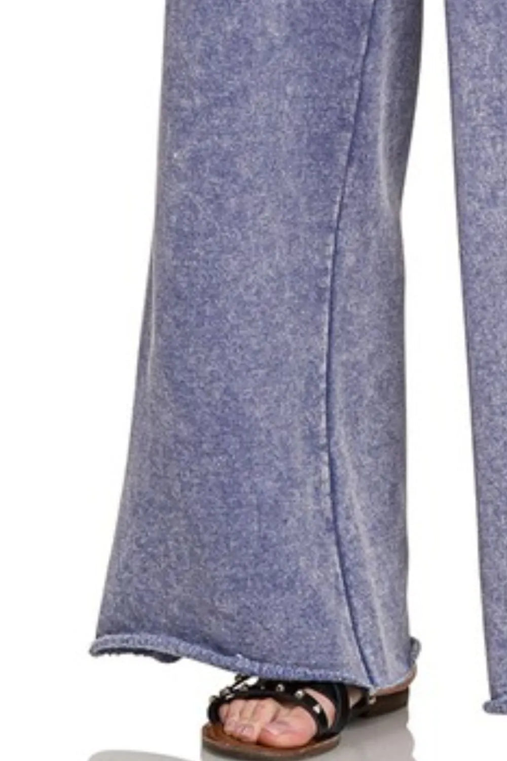 Acid Wash Fleece Palazzo Sweatpants with Pockets