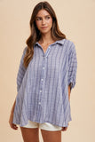 Striped Button Up Half Sleeve Shirt