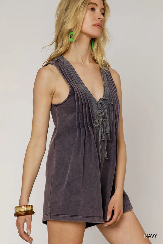 Lace-Up Front Sleeveless Jumpsuit