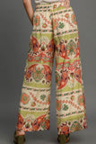 Full Size Wide Leg Border Print Pants Plus Size