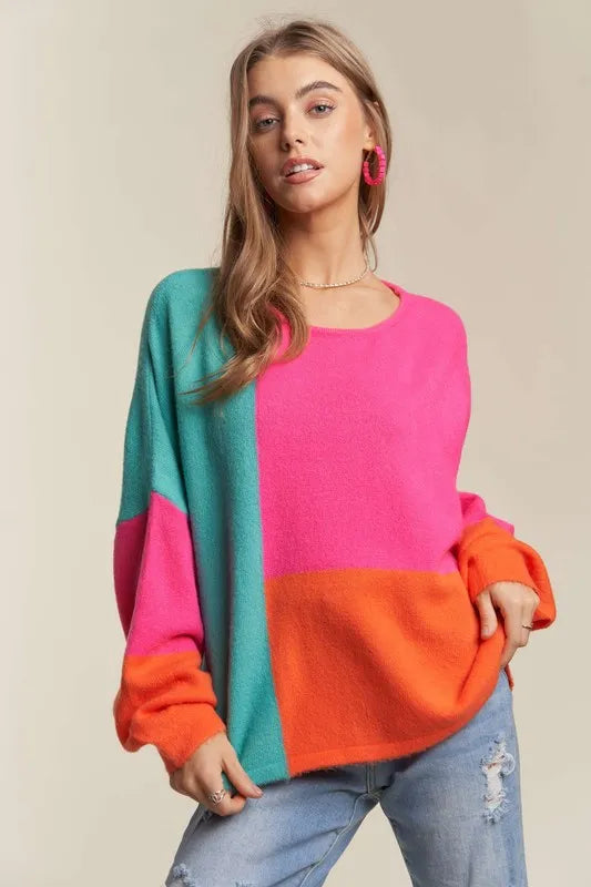 Loose Fit Colorblock Sweater