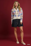 Botanical Button-Up V-Neck Cardigan