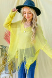 Distressed Mesh V Neck Spring Sweater Cover Up