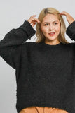 Full Size Round Neck Long Sleeve Boucle Sweater Plus Size