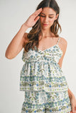 Floral Printed Peplum Top and Shorts Set