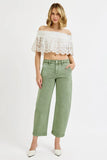 Full Size Waist-Slimming High Waist Crop Barrel Jeans