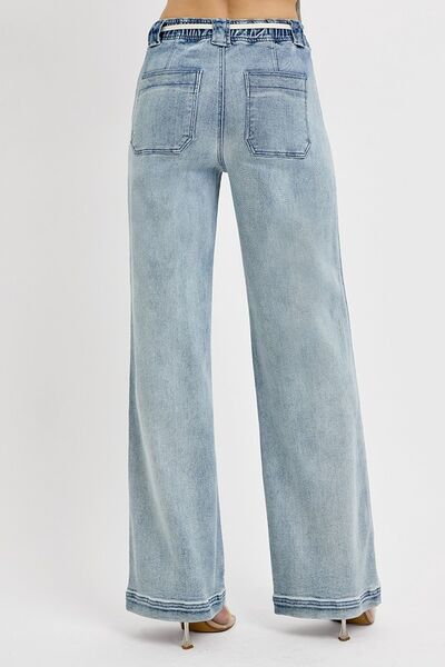 Full Size Straight Leg Jeans with Pockets Plus Size
