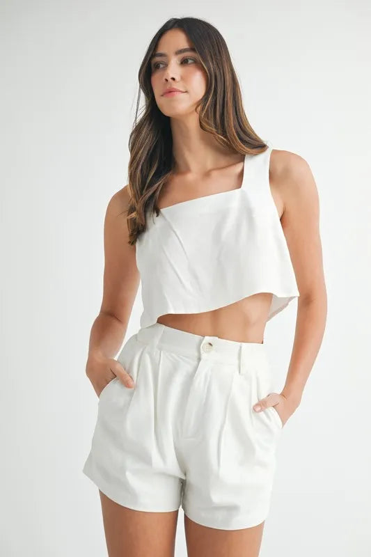 Sleeveless Crop Top and Shorts Set