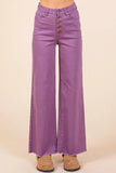 Twill High Waisted Button Fly Wide Leg Pants