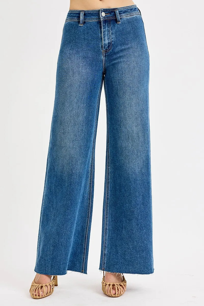 Elevated Waistline Flare Denim Pants