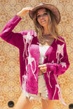 Star Fringe V-Neck Knit Cardigan