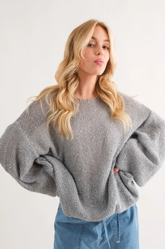Sequined Light Weight Pullover Sweater