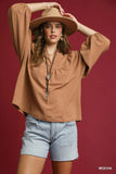 Chic Notched Blouse with Elegant Balloon Sleeves