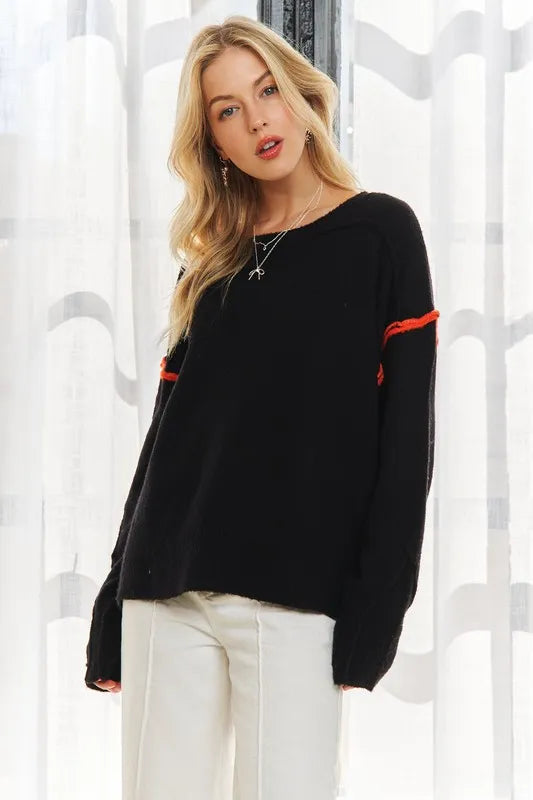 Stripe Accent Sweater Top