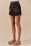 High-Waisted Cargo Shorts with Mesh Pockets