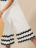 Scallop Ric Rac Adorned Wide Legged Jumpsuit
