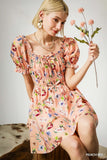 Off-Shoulder Smocked Floral Midi Dress