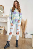 Full Size Floral Popped 2-Tone Sweater Top Plus Size