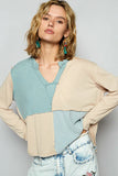 Notched Neckline Long Sleeve Tee Shirt