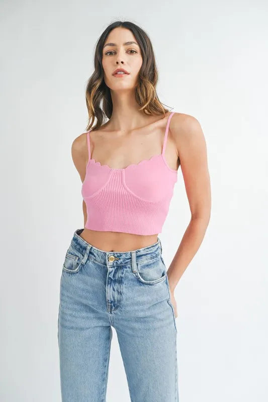 Scalloped Edge Ribbed Knit Cami