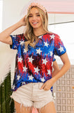 American Theme Star Pattern Sequin Top
