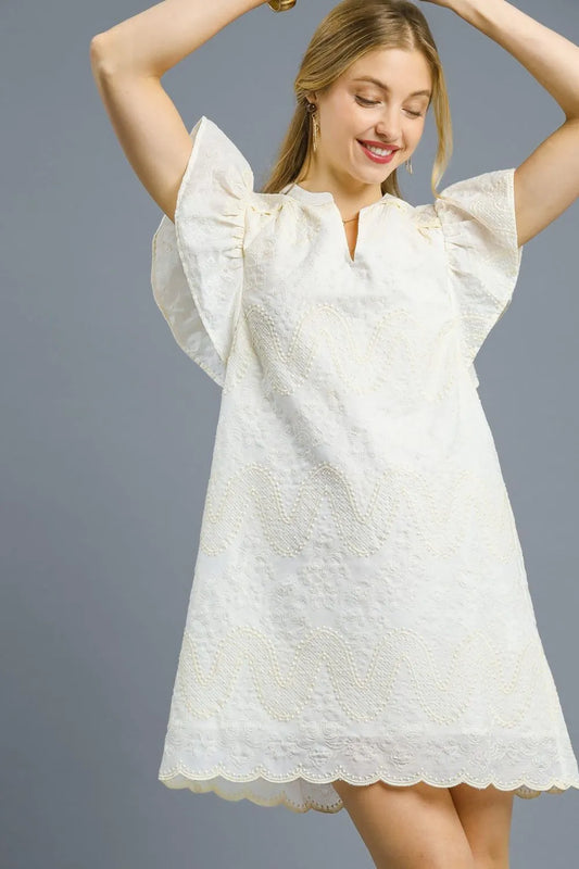 Flutter Sleeve Lace Mini Dress