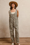 Leopard Print Adjustable Strap U Neck Jumpsuit