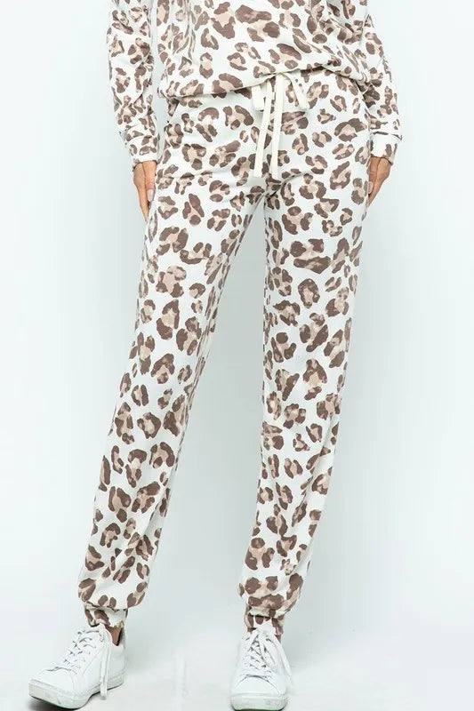 Leopard Casual Pants with Side Pockets