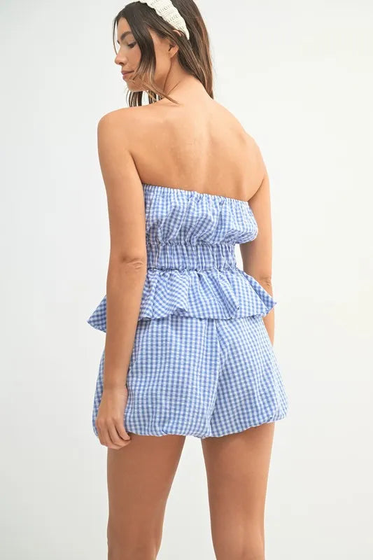 Gingham Tube Top and Shorts Set
