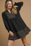 Bohemian Plaid Accent Babydoll Dress