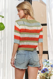 Striped 3/4 Sleeves Sweater Top