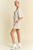Drawstring Waist Button-Down Shirt Romper